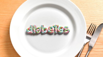 Wort Diabetes auf Teller