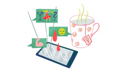 Illustration Menstruation und Emojis