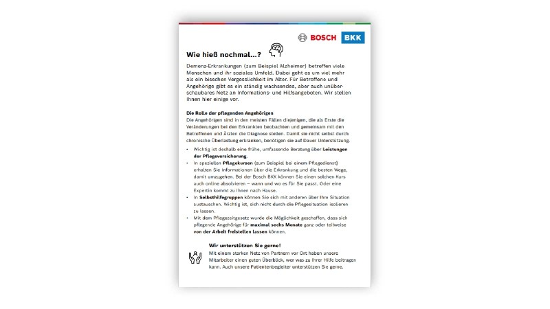 Vorschaubild Flyer Demenz