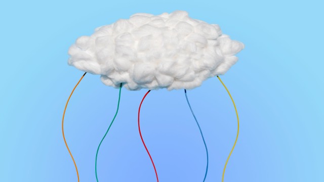 Wolke mit bunten Fäden